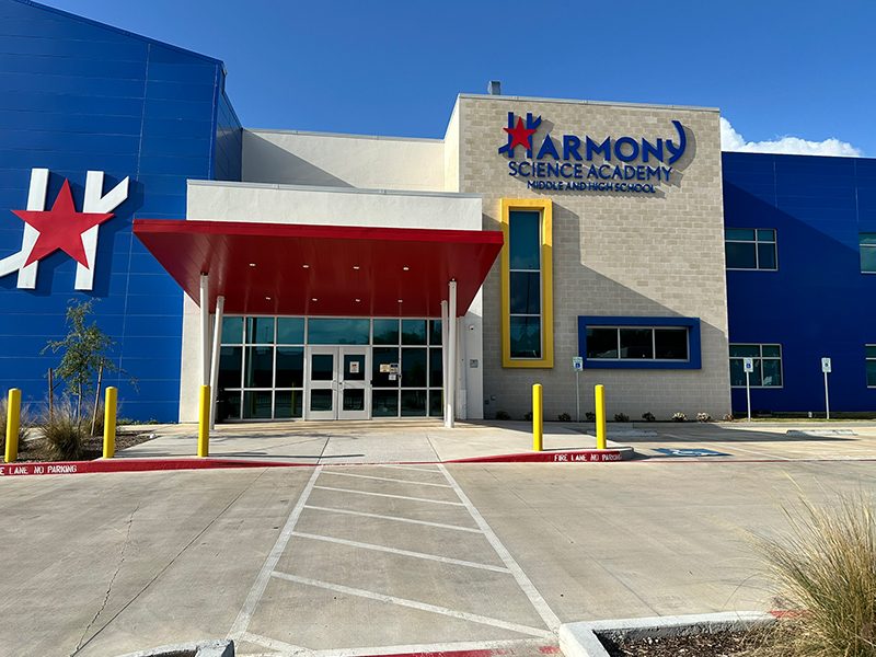 Commercial window film installed on an office building near Magnolia, Texas