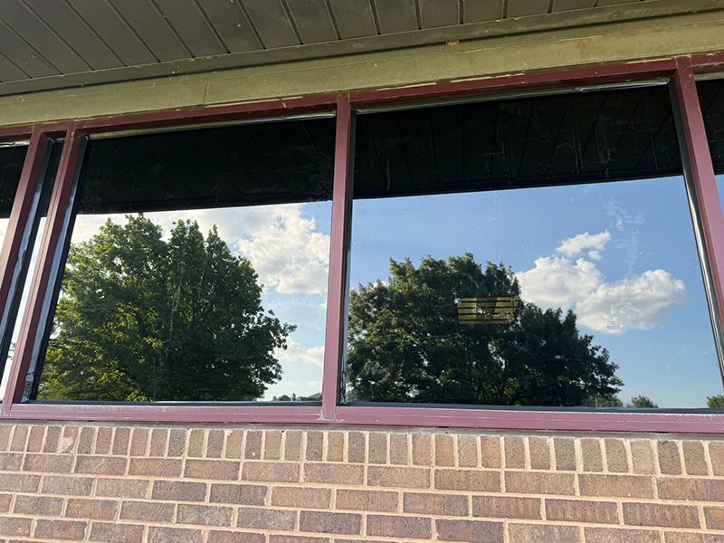 Privacy window film on a ground floor window