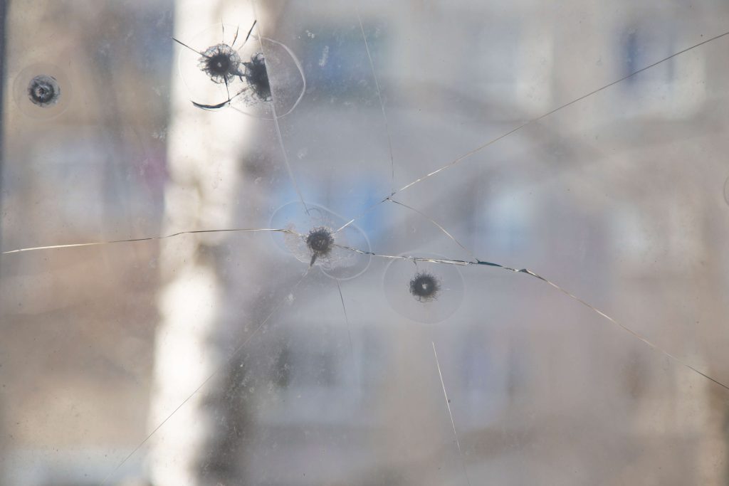 Security film applied to commercial glass windows