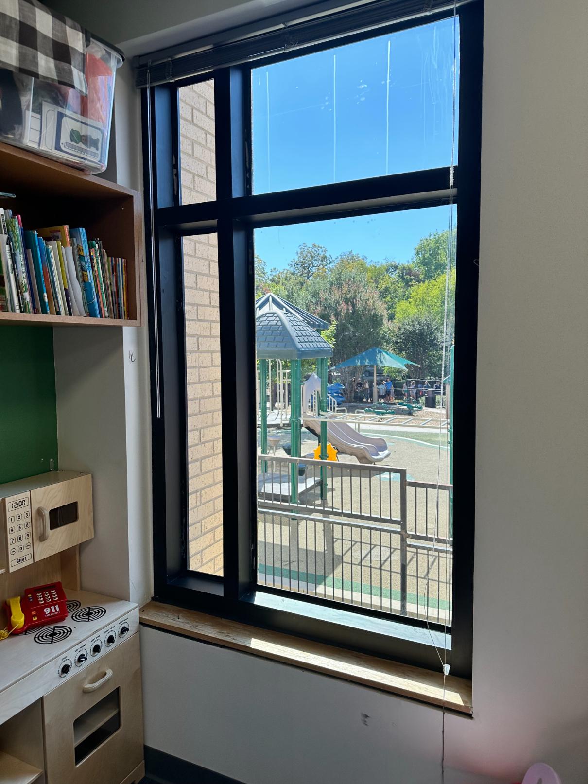 Security Window Film installed on a window of a school in Shenandoah, Texas.